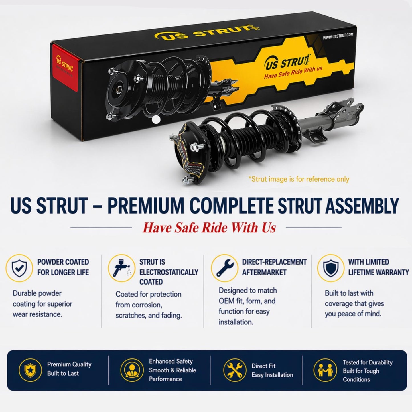 Front Pair Complete Strut & Shock Assembly for 2011-2014 Volkswagen Routan
