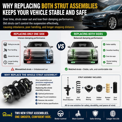 Front Strut & Shock Assembly w/ Stabilizer for 2007-2009 Volkswagen Jetta City