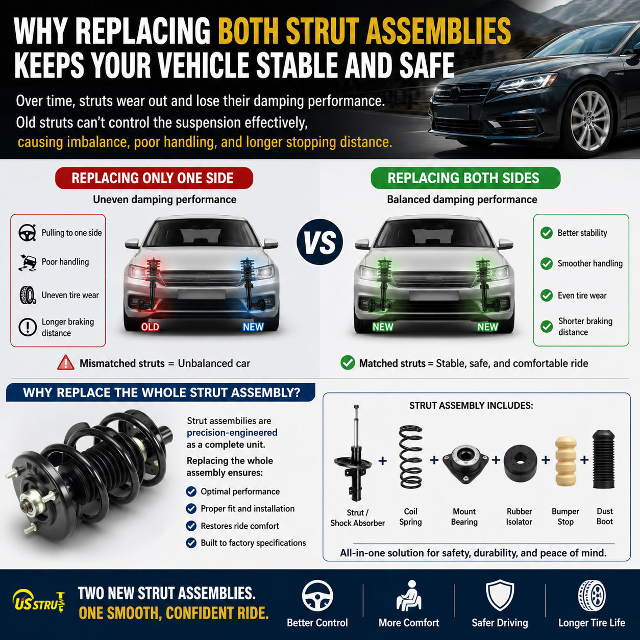 Complete Strut & Coil Spring Assembly for 2016-2022 Honda Pilot