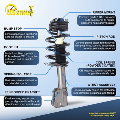 Front Strut & Shock Assembly w/ Stabilizer for 2007-2009 Volkswagen Golf City